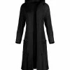 Lily | Black Pocket Hooded Open Duster - Women