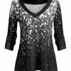 Lily | Black & White Glitter Print V-Neck Tunic - Women
