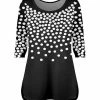 Lily | Black & White Polka Dot Scoop Neck Three-Quarter Sleeve Tunic - Women