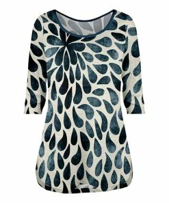 Lily | Navy & Beige Abstract Scoop Neck Three-Quarter Sleeve Tunic - Plus