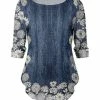 Lily | Blue & White Floral Scoop Neck Top - Plus