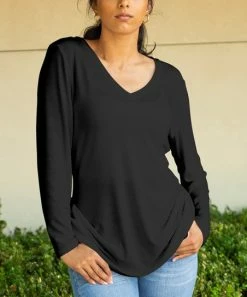 Lily | Black Long-Sleeve V-Neck Tunic - Women
