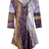 Lily | Purple & Gold Marbled V-Neck Tunic - Women
