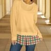 Lily | Yellow & Green Checker Slit-Hem Long-Sleeve Tunic - Women