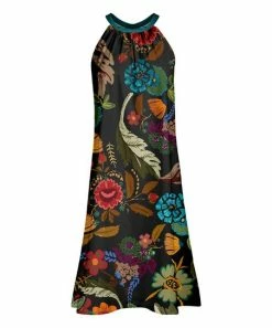 Lily | Black & Red Bold Floral Yoke Dress - Women & Plus