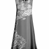 Lily | Gray & White Bold Floral Sleeveless A-Line Dress - Women