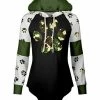 Lily | Black & Olive Camo Paw Print Drawstring Curved-Hem Hoodie - Women