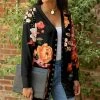 Lily | Black & Mauve Floral Snap-Button Cardigan - Women & Plus