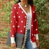 Lily | Red & White Polka Dot Snap-Button Cardigan - Women & Plus