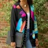 Lily | Black & Turquoise Floral Snap-Button Cardigan - Women & Plus