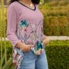 Lily | Mauve & Navy Floral V-Neck Tunic - Women