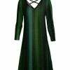 Lily | Black & Green Stripe V-Neck Shift Dress - Women