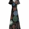 Lily | Black & Red Spiral Tie-Front Maxi Dress - Women