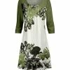 Lily | Green & White Floral Crewneck Shift Dress - Women