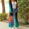 Lily | Turquoise & Coral Abstract Pocket Longline Duster - Plus