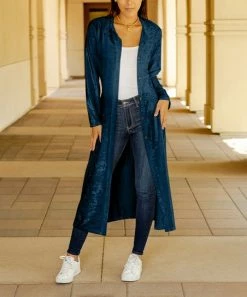 Lily | Dark Navy Velvet Duster - Women