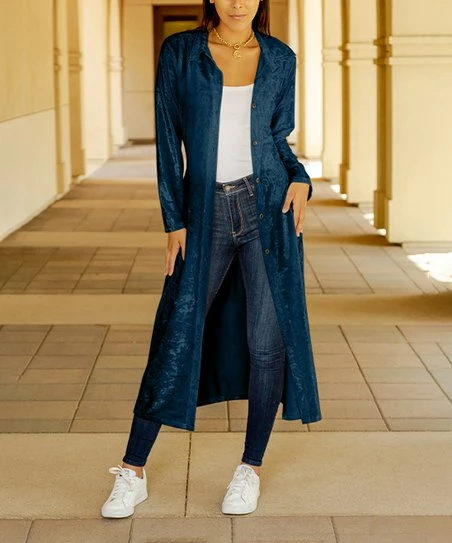 Lily | Dark Navy Velvet Duster - Women 1 Lily | Dark Navy Velvet Duster - Women