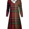Lily | Red & Green Plaid V-Neck Shift Dress - Women