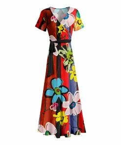 Lily | Rust & Black Floral Tie-Front Maxi Dress - Plus