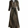 Lily | Black & Mocha Stripe Button-Front Tie-Front Maxi Dress - Women