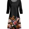 Lily | Black & Red Rose Crewneck Shift Dress - Women