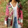 Lily | Pink & Teal Floral Pocket Cardigan - Plus