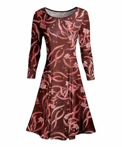 Lily | Red & Pink Floral Long-Sleeve Sheath Dress - Plus