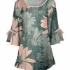 Lily | Gray & Rose Floral Scoop-Neck Three-Quarter Sleeve Tunic - Women