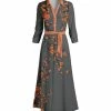 Lily | Gray & Coral Floral Tie-Waist Maxi Shirt Dress - Women & Plus