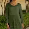 Lily | Green Tiered-Hem Three-Quarter Sleeve Tunic - Plus
