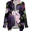 Lily | Purple & Black Floral Shawl-Collar Drape-Front Cardigan - Women