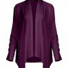 Lily | Plum Shawl-Collar Drape-Front Cardigan - Women