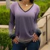 Lily | Purple & Lavender Ombré Long-Sleeve V-Neck Tunic - Women
