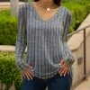 Lily | Silver & Gray Stripe Long-Sleeve V-Neck Tunic - Women