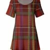 Lily | Rust & Green Plaid Short-Sleeve Scoop Neck Tunic - Plus