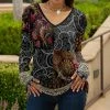 Lily | Black & Beige Abstract Floral V-Neck Tunic - Women