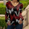 Lily | Black & Red Abstract V-Neck Long-Sleeve Tunic - Women