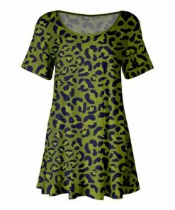 Lily | Green & Navy Leopard Scoop-Neck Short-Sleeve Swing Tunic - Women & Plus