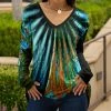 Lily | Blue & Black Abstract Long-Sleeve V-Neck Tunic - Women