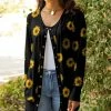Lily | Black & Yellow Sunflower Snap-Button Cardigan - Women & Plus