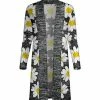 Lily | Gray & White Daisy Shawl-Collar Open Cardigan - Women