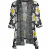 Lily | Gray & Yellow Daisy Shawl-Collar Waterfall Open Cardigan - Plus