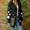 Lily | Black & White Polka Dot Snap-Up Cardigan - Plus
