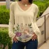 Lily | Cream & Rose Floral V-Neck Tunic - Plus