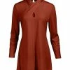 Lily | Red Keyhole Long-Sleeve Tunic - Women