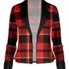 Lily | Red & Black Plaid Notch-Lapel Open-Front Blazer - Women