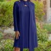 Lily | Blue Scarf-Accent Shift Dress - Women