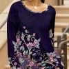 Lily | Purple & Pink Floral Side-Tie Scoop Neck Tunic - Plus