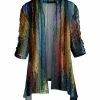 Lily | Navy & Rust Abstract Open-Front Sidetail Cardigan - Women