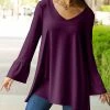 Lily | Plum Bell-Sleeve V-Neck Tunic - Plus